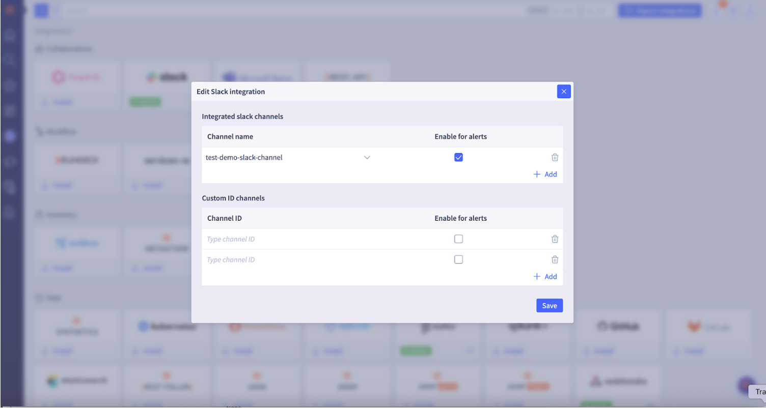 Selector Slack Channel Add