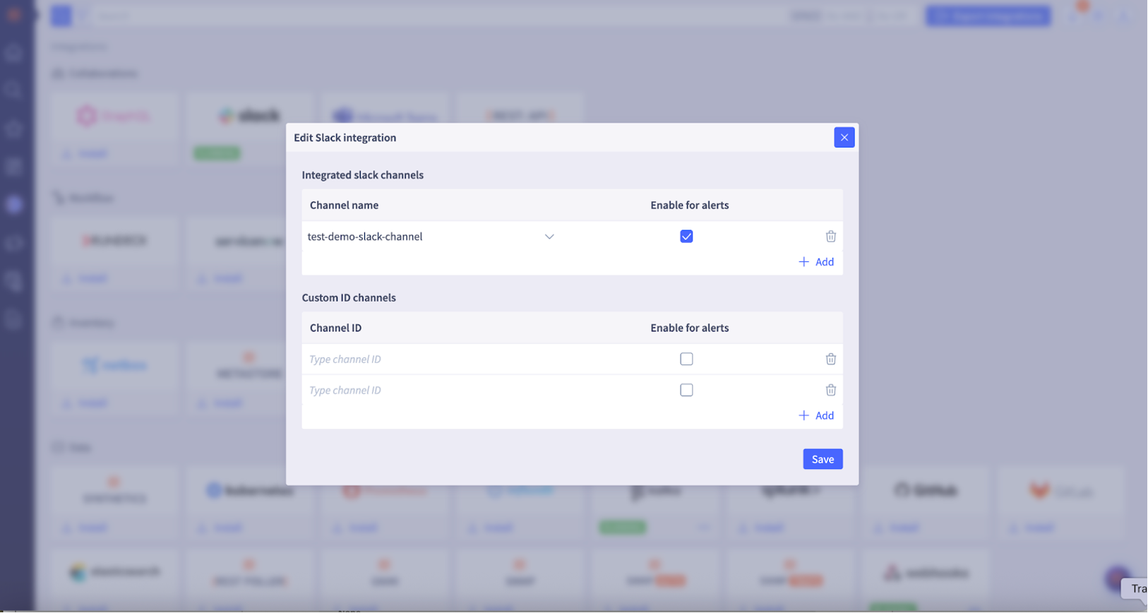 Selector Slack Pop-up