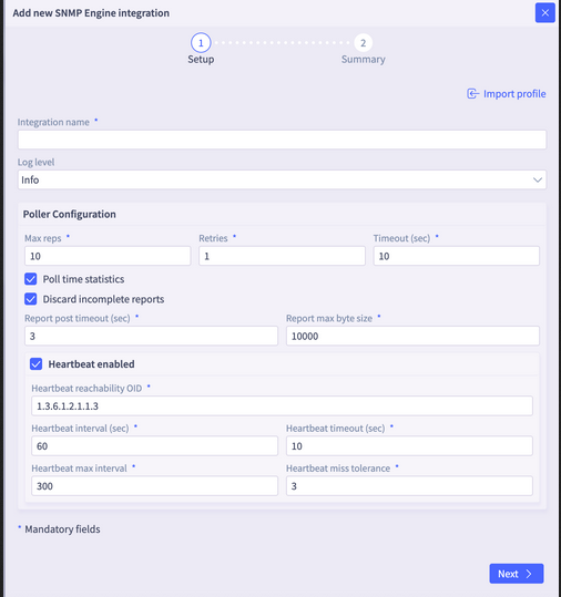 SNMP Engine Integration Fields