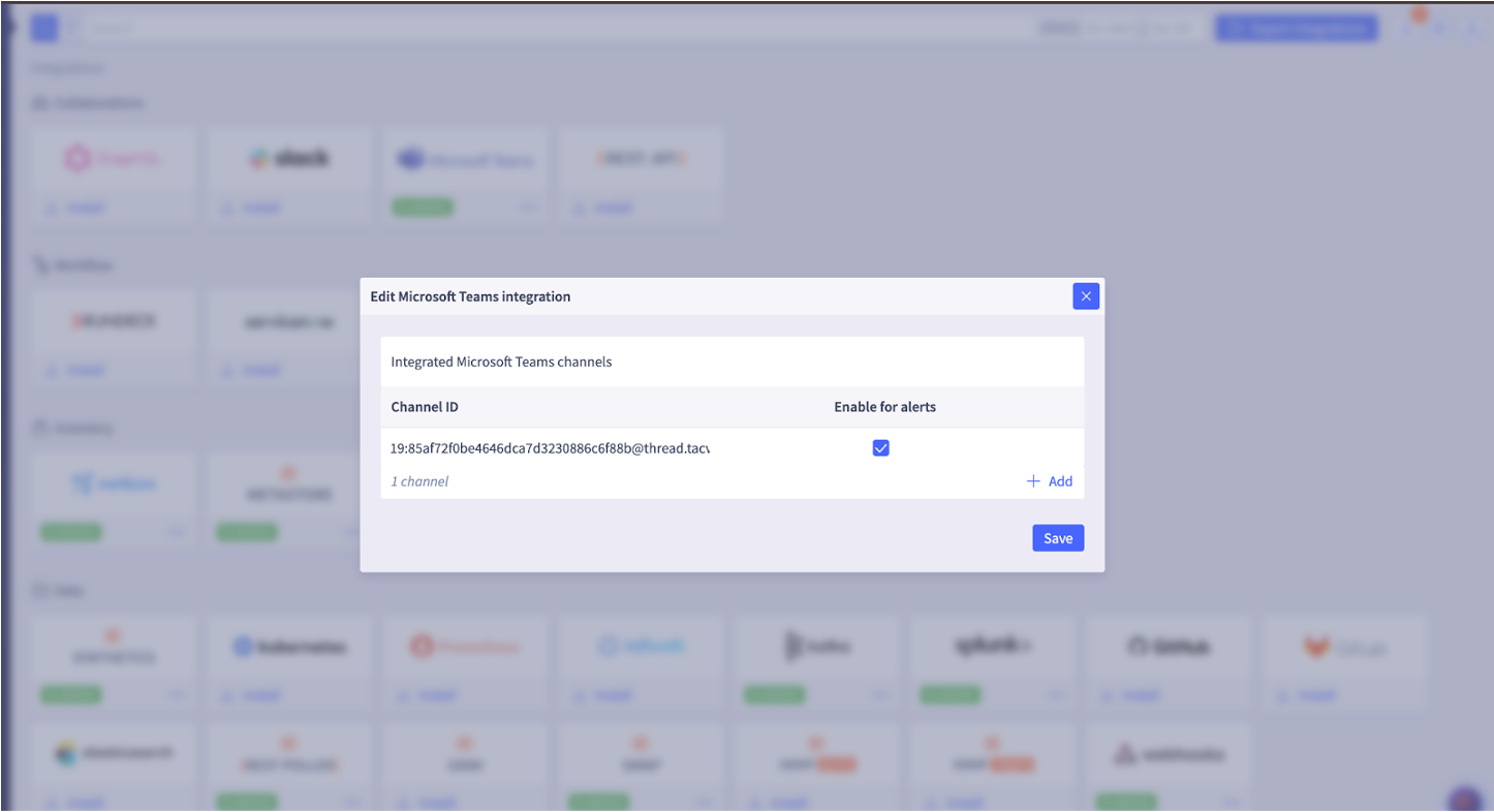 Selector Teams Dashboard Add