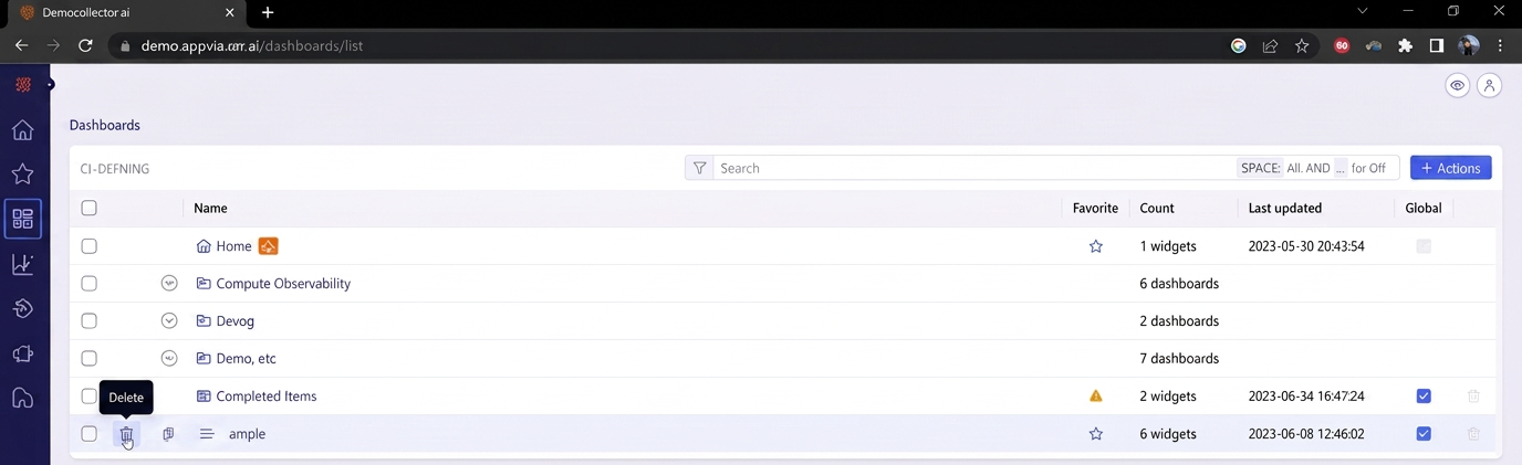 Selector Modify Dashboard Configuration Settings