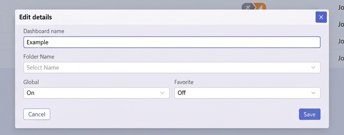 Selector Modify Dashboard Configuration Options