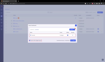Selector Dashboard Export JSON