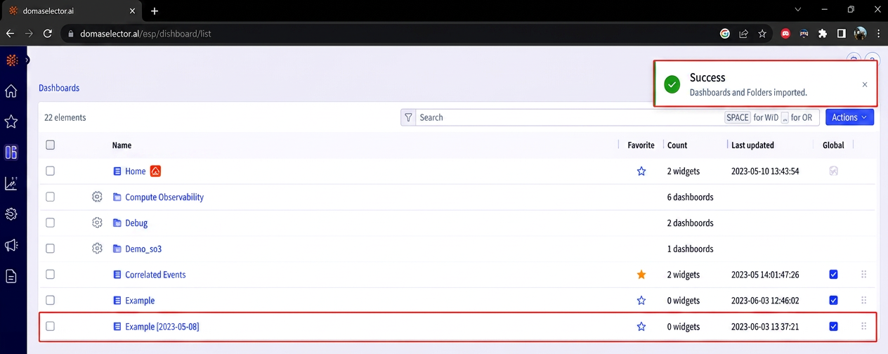 Selector Dashboard Import from JSON 4
