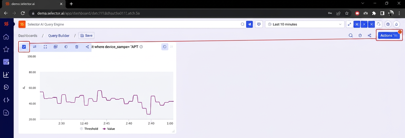 Selector Dashboard Widget Selection