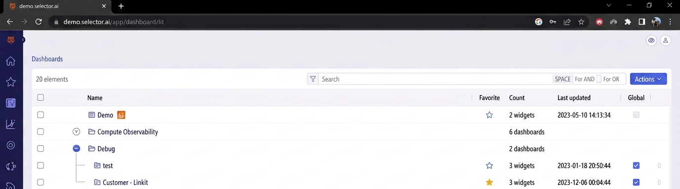 Selector Dashboards
