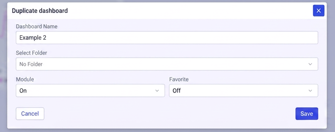 Selector Dashboard Duplicate Save