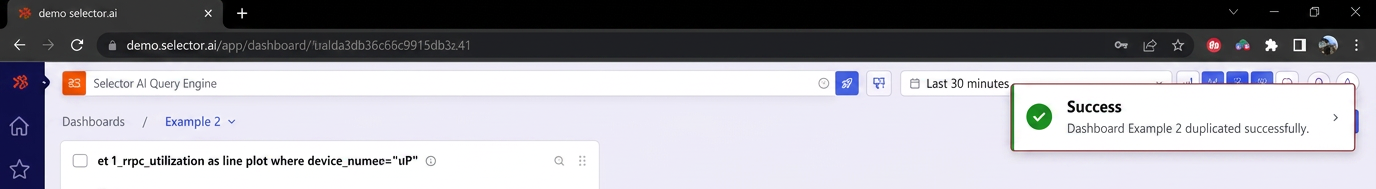 Selector Dashboard Duplicate Success