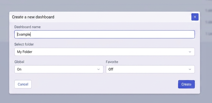 Selector Add New Dashboard Global