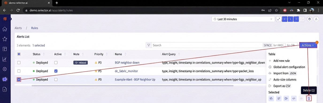 Deleting an Alert Rule 5