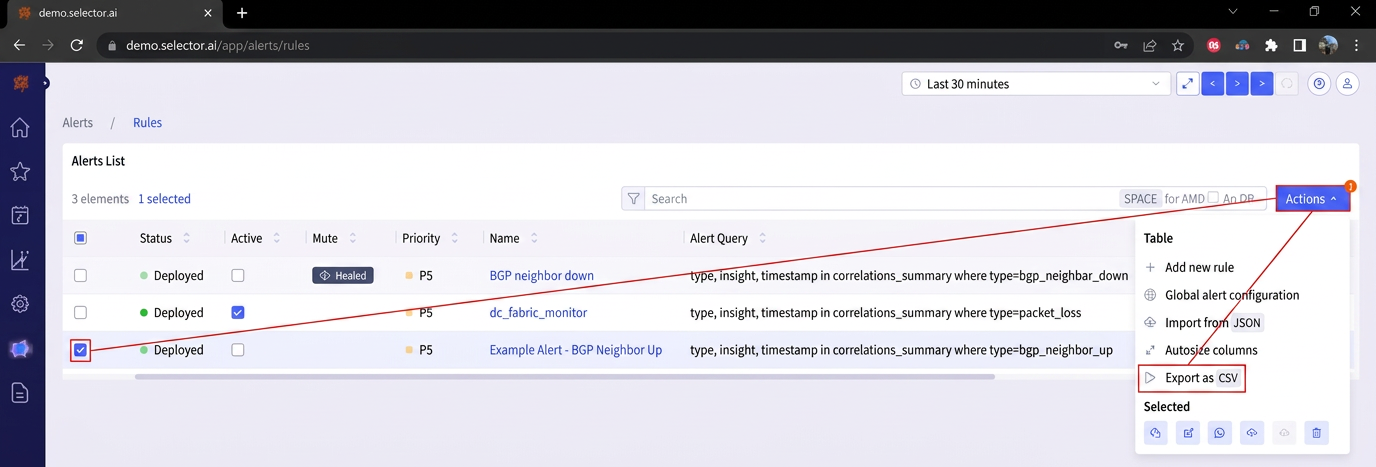 Exporting an Alert Rule 4