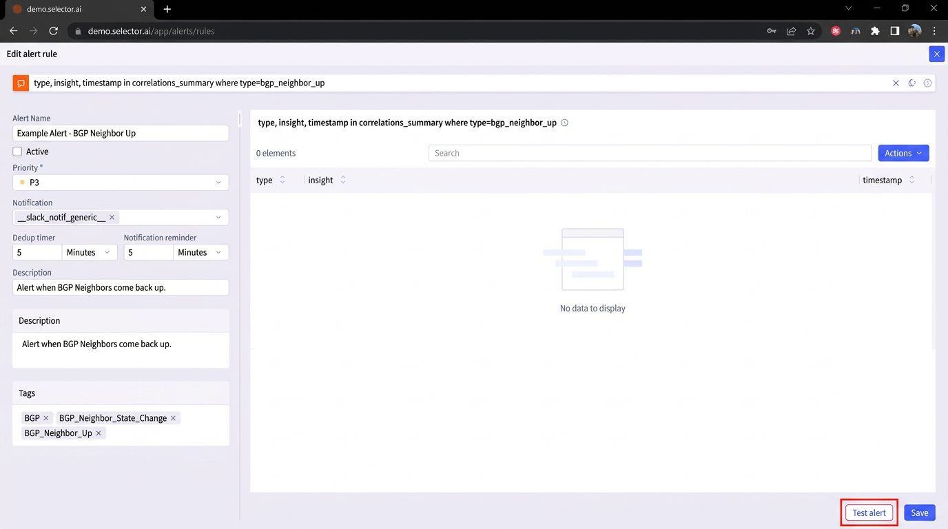 Testing an Alert Rule 2