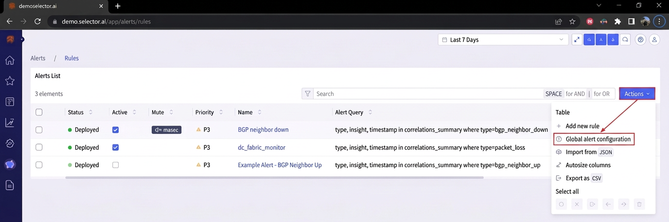 Modifying Global Alert Settings 1