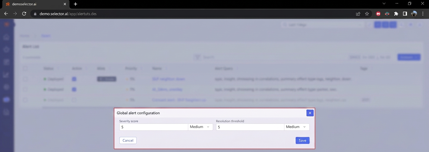 Modifying Global Alert Settings 2