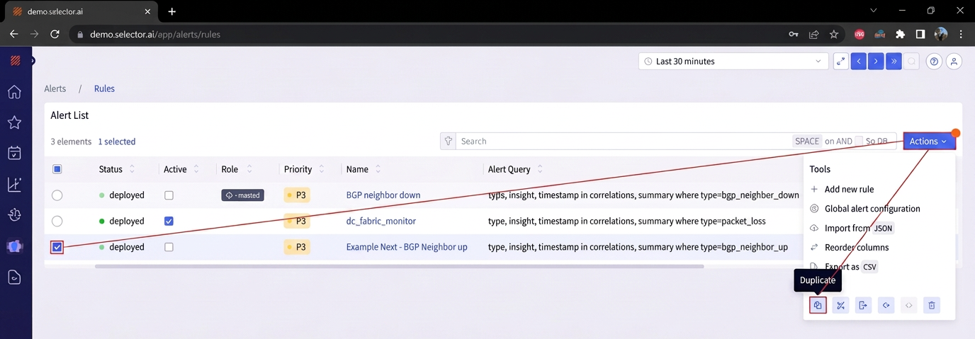Duplicating an Alert Rule 3