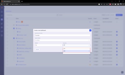 Selector Add New Dashboard Favorites