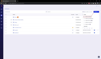 Selector Add New Dashboard Folder