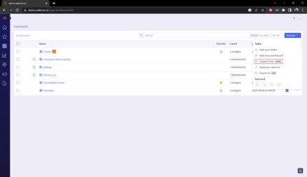 Selector Dashboard Import from JSON