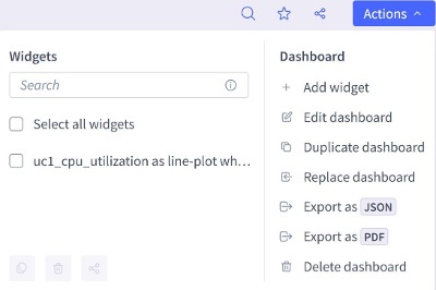 Selector Dashboard Actions Menu