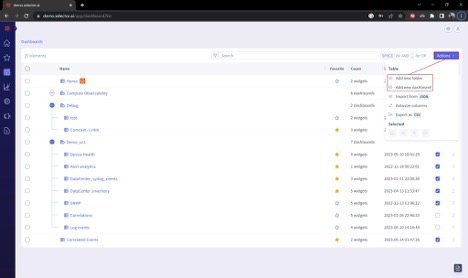 Selector Add New Dashboard Step 1