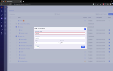 Selector Add New Dashboard Name