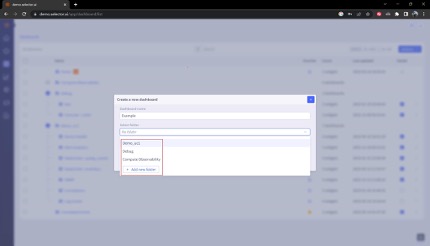 Selector Add New Dashboard Folder